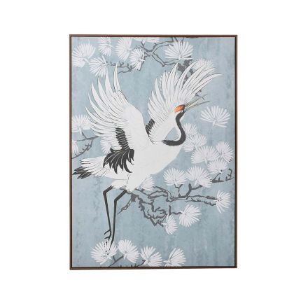 Artistic, asian-inspired illustration of a crane