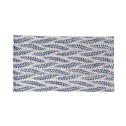 Cream rectangular napkin with blue leaf design