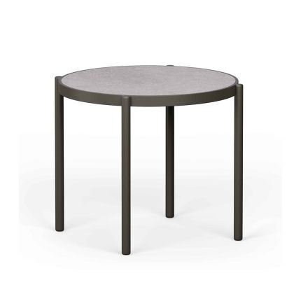 Elegant  metal frame round side table for outdoor spaces