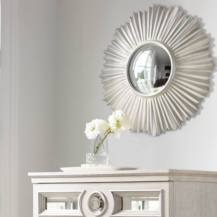 A beautiful wall mirror from Bernhardt with a unique star edge and stunning silver finish 