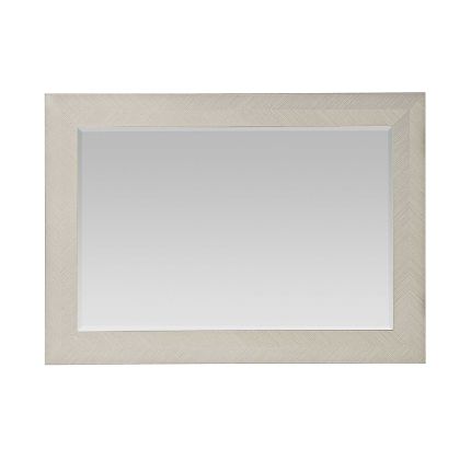 A modern and versatile wall mirror with a wooden frame that can be hung vertically or horizontally 