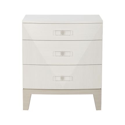 A lovely bedside table with a luxurious grey and white finish and three generously spacious drawers