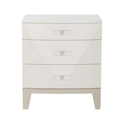 A lovely bedside table with a luxurious grey and white finish and three generously spacious drawers