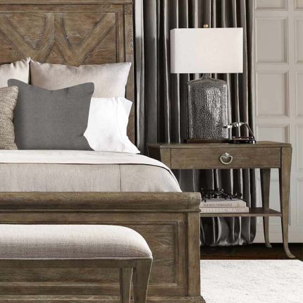 A one drawer bedside table in a peppercorn finish