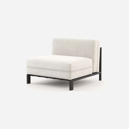 Outdoor, middle module of corner sofa in white with black frame
