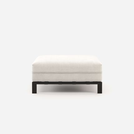 White, modern, outdoor pouffe with black frame