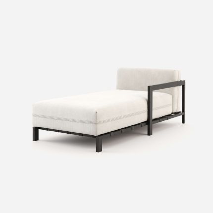 White, outdoor right hand facing chaise longue with black frame 