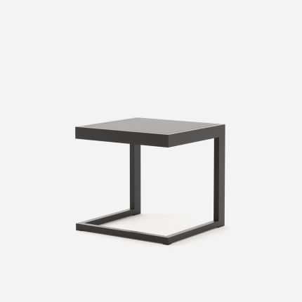 Dark brown laminate and steel contemporary side table