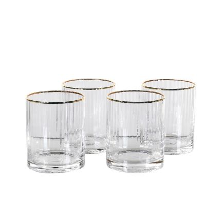 A set of 8 glass drinks tumblers with gold details