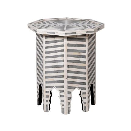Striped grey bone side table