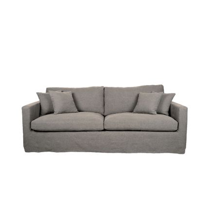 A chic dark grey linen sofa with a removable cover