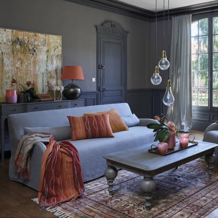 Taupe, linen sofa with removable cover