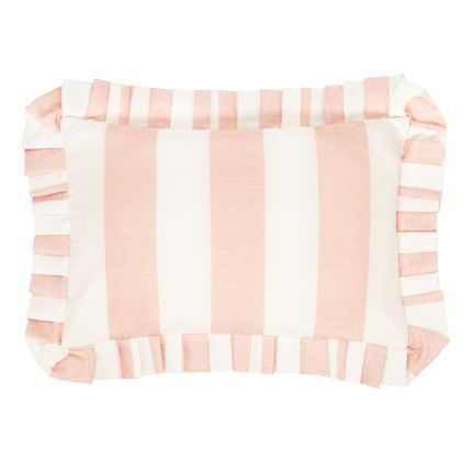 pink striped silk cushion with lovely frilled border