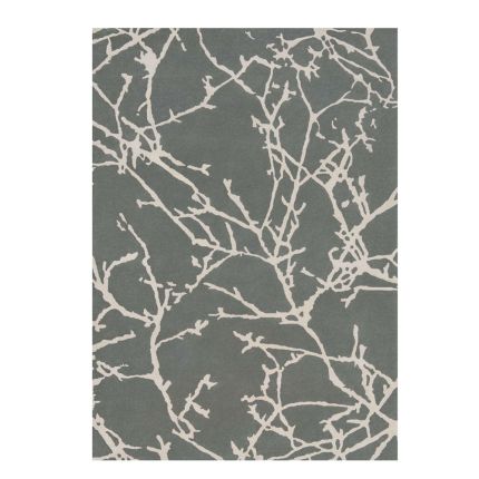 Hand-tufted charcoal grey and cream wool rug 