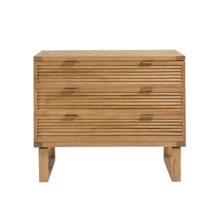 Natural oak, wooden 3 drawer chest of drawers