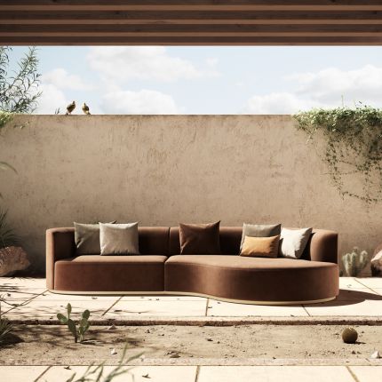 Luxurious Domkapa brown velvet curved sofa