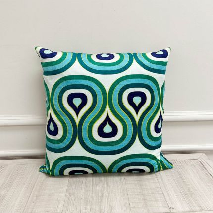 Ex-Display Jonathan Adler Milano Concentric Loops Cushion - Emerald/Navy