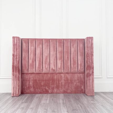 Clearance Bespoke Super King Clarice Headboard – Luxury Velvet Salmon
