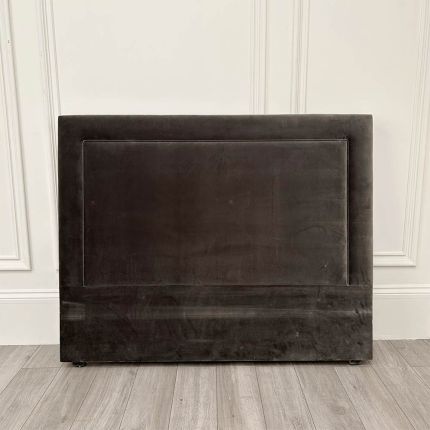 sleek and simple headboard with anthracite velvet upholstery