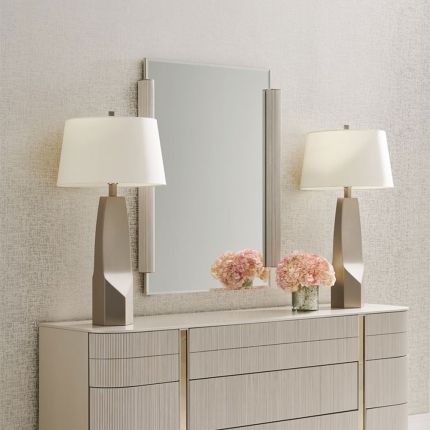 Contemporary and luxurious wall mirror with rounded frame on either sides