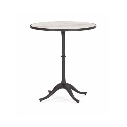 A luxury side table with a sophisticated stone top and opulent base