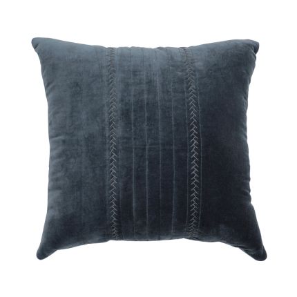 A lavish 50 x 50 navy velvet cushion with hand stitching 