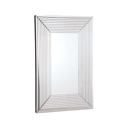 A large rectangular mirror with detailed frame
