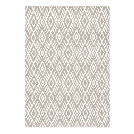 Geometric wool rug tribal design in stone colour