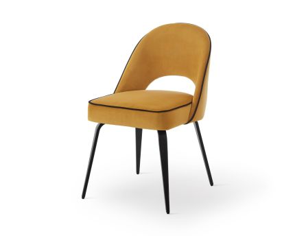 Yves Dining Chair (Crib 5) Set of 2 - Megan Mustard/Black Piping