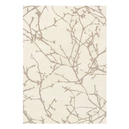 Hand-tufted cream and light brown wool rug 