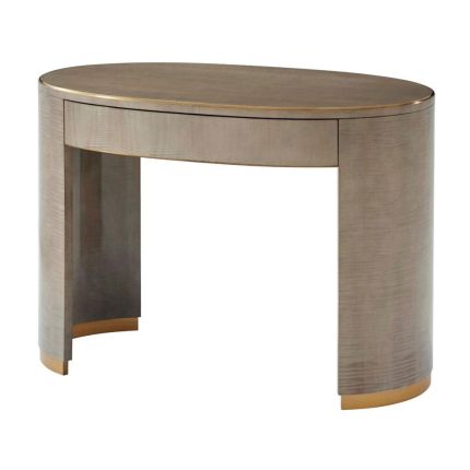 Opulent oval desk with frieze drawer and brass elements