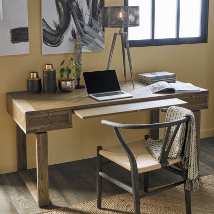 Contemporary natural oak wooden desk