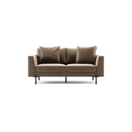 Luxury velvet upholstered contemporary sofa with black texturized steel legs