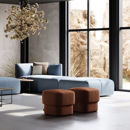 Luxury pouffe with sumptuous shape and silhouette design