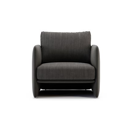 A stylishly modern weave and suede armchair 