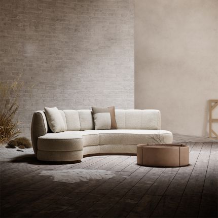 Boucle curved, contemporary design sofa 