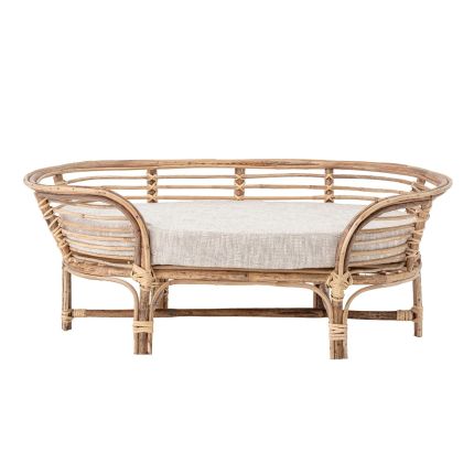 Natural cane dog bed with cotton cushioning