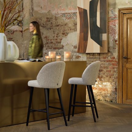 A luxury bar chair by Dome Deco with a beautiful bespoke upholstery
