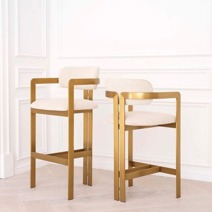 Luxury boucle upholstered bar stool