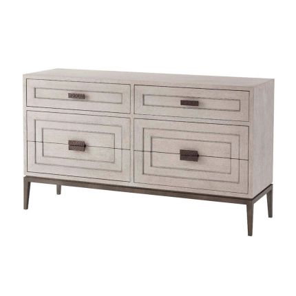 Modern, stylish 6 drawer unit with contrasting bronze accents