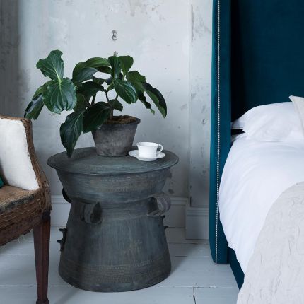Distressed antique green Thai chic side table