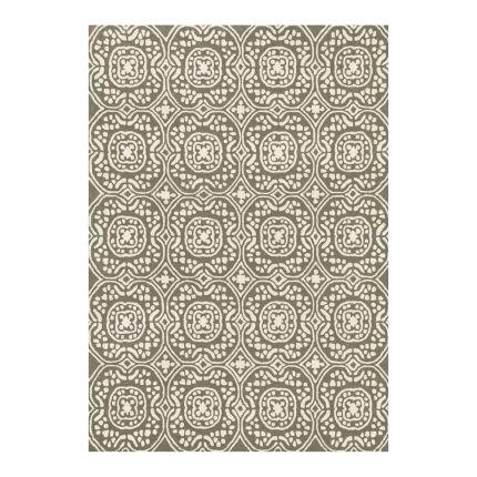 Moroccan inspired patterned wool rug in light brown
