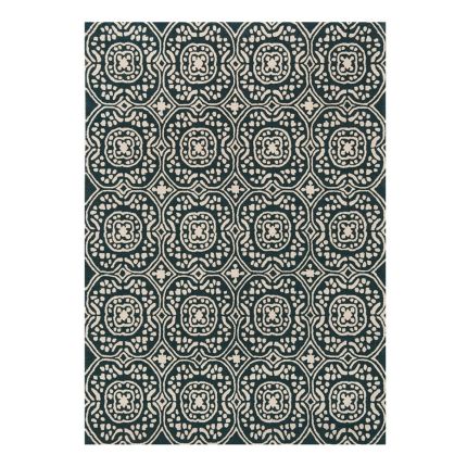 Moroccan inspired patterned wool rug in ebony
