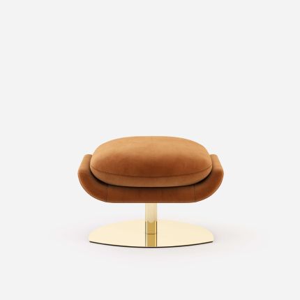 caramel ottoman stool with golden base 
