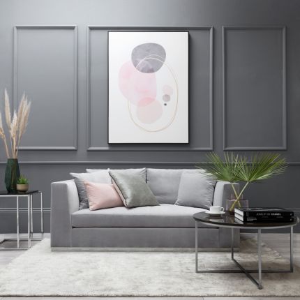Contemporary style modern sofa with angular frame and silver effect plinth