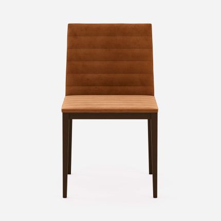 Contemporary velvet dining chair with a touch of retro