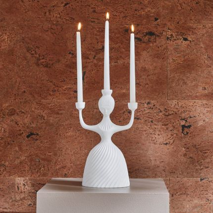 Captivating white porcelain candle holder with feminine form