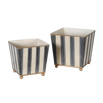 Charming striped planters with gold details. 