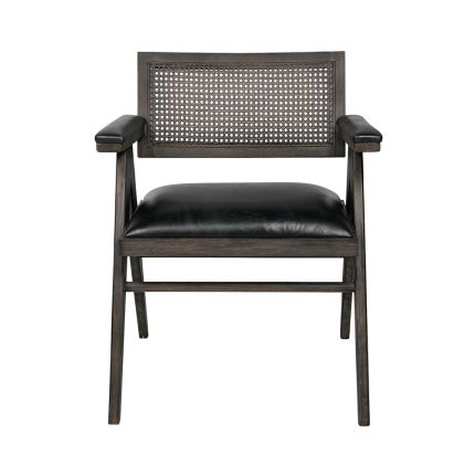 leather and rattan espresso armchair 