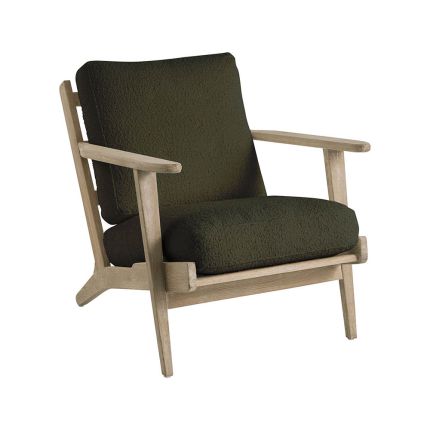 lovely boucle armchair with natural wood